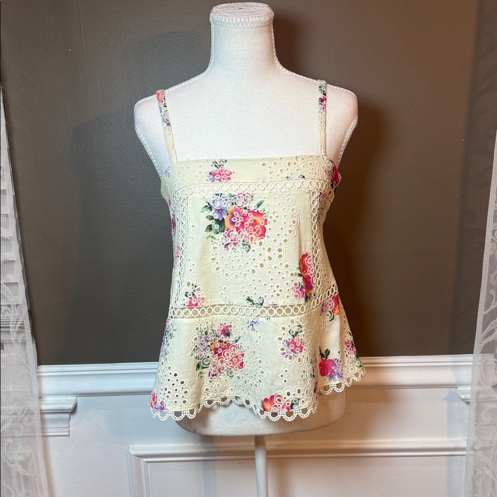 Twinset Milano‎ Floral Eyelet Lace Tank IT 38 XS Cottagecore